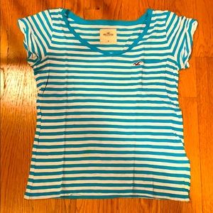 Hollister blue and white striped tee